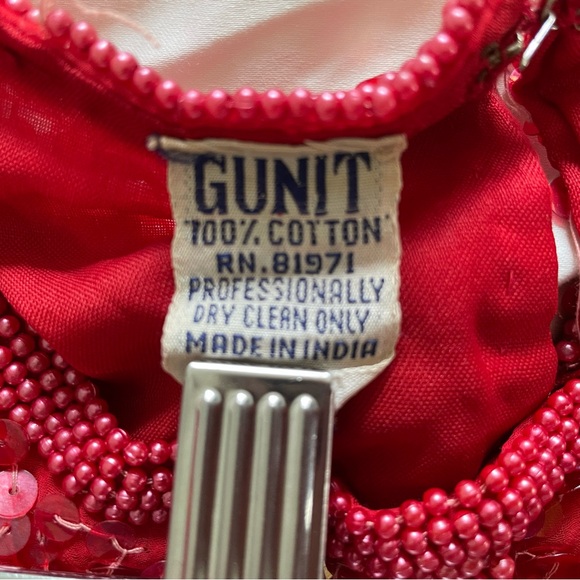Gunnit Fashions Vintage Skirt Set, 100% cotton, Red Beaded, Medium. - Picture 4 of 4
